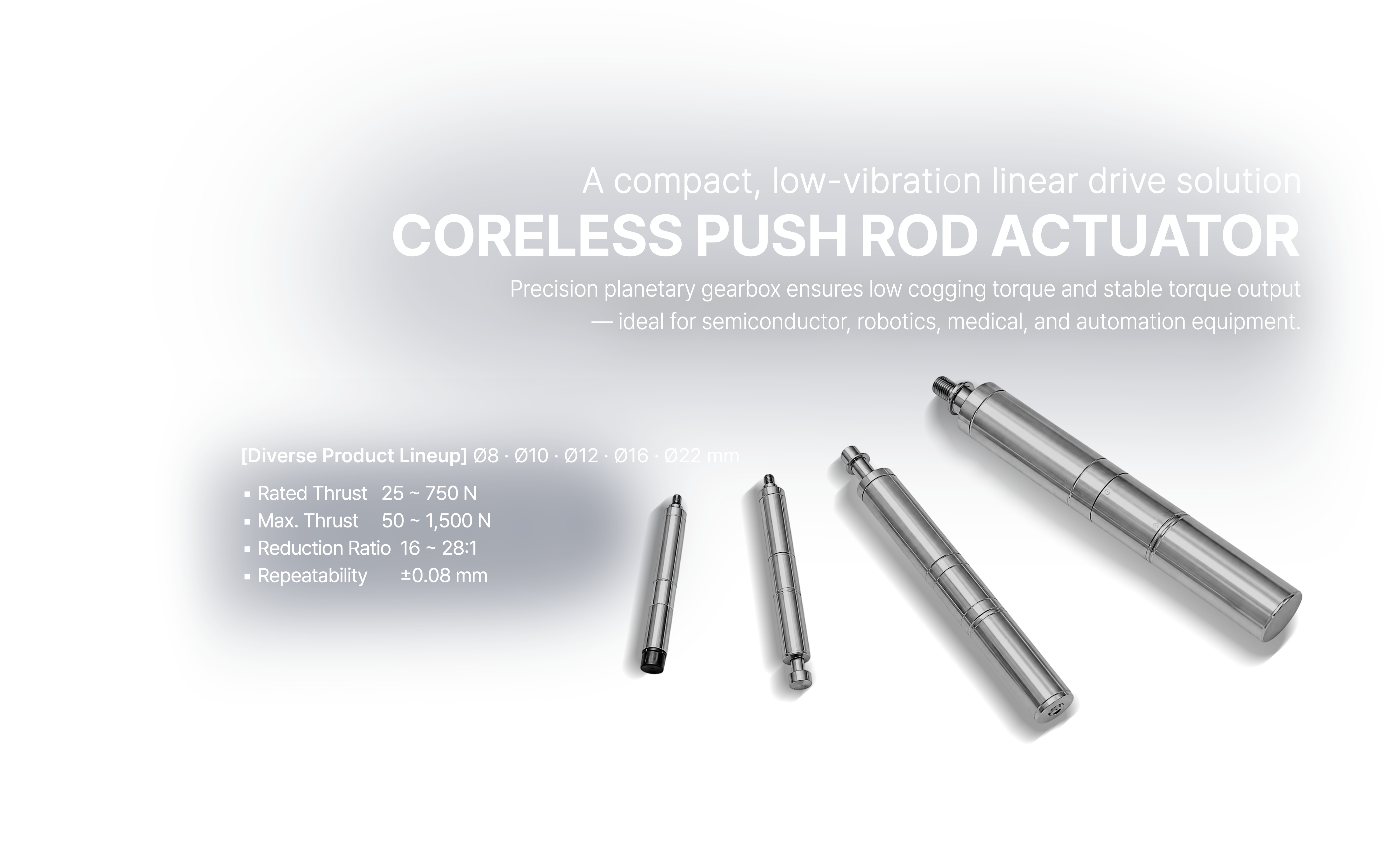 Coreless Push Rod Actuator