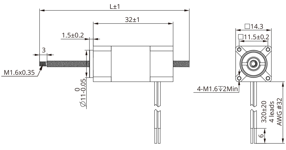 Non-captive actuator demension