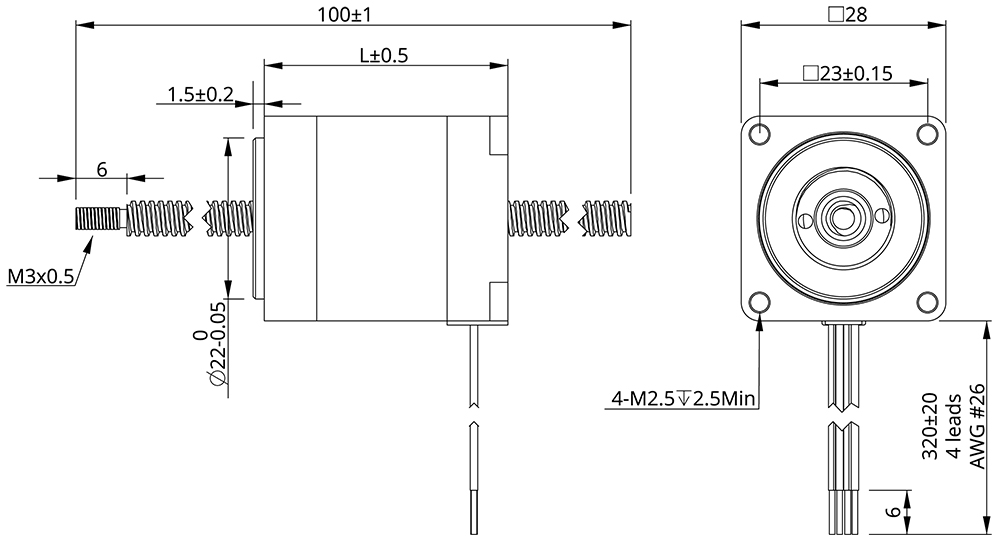 non-captive actuator demension