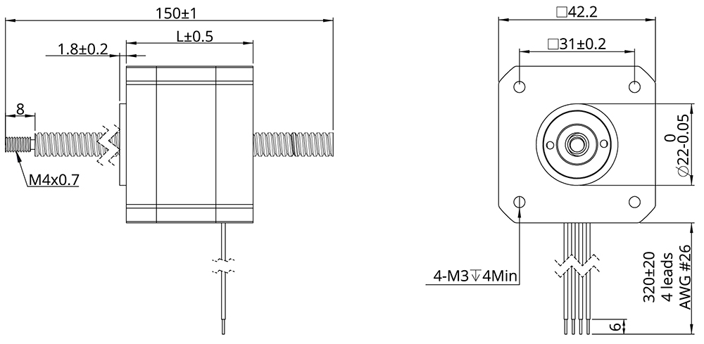 non-captive actuator demension